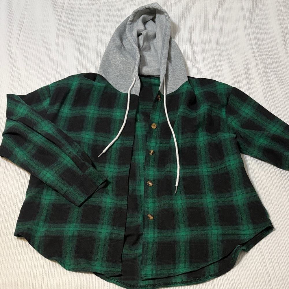 Green Plaid Hoodie Sweatshirt